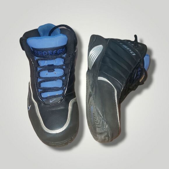 Nike  Uptempo black & blue sneaker for youth size 5 - Picture 1 of 7